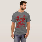 Blood Splatter Bloody Handprint Horror Zombie frie Tシャツ (正面フル)