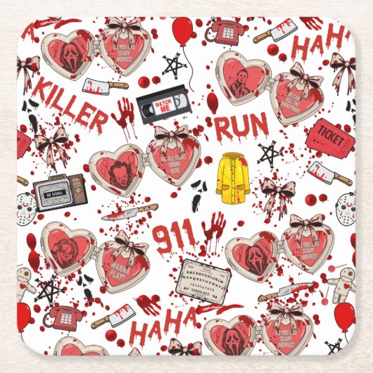Blood Splatter Horror Movies Coasters スクエアペーパーコースター (正面)