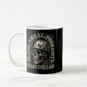 Blood Sweat Profanity Construction Worker Skull Bl コーヒーマグカップ (左)