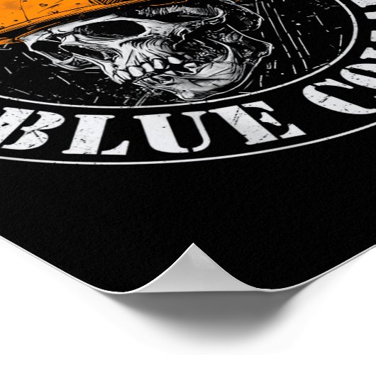 Blood Sweat Profanity Construction Worker Skull Bl ポスター (角)