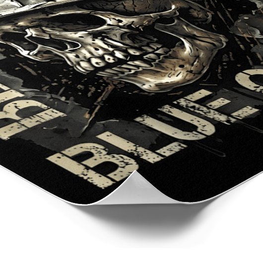 Blood Sweat Profanity Construction Worker Skull Bl ポスター (角)