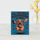 Bloodhound Breed Cute Pet Dog Lover Cartoon Funny  カード (黄色い花)