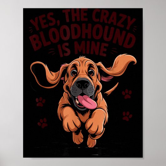 Bloodhound Breed Cute Pet Dog Lover Cartoon Funny  ポスター (正面)