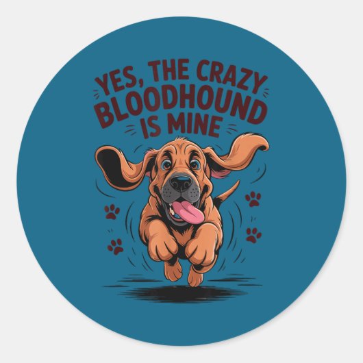 Bloodhound Breed Cute Pet Dog Lover Cartoon Funny  ラウンドシール (正面)