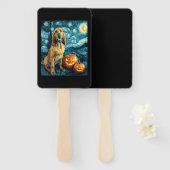 Bloodhound Cute Dog Halloween Jack O Lantern Pumpk ハンドファン (正面&裏面)