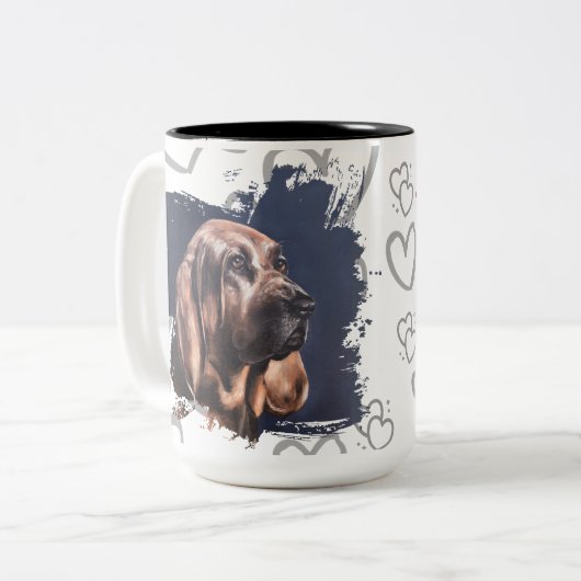 Bloodhound dog love mug  ツートーンマグカップ (正面左)