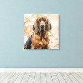 Bloodhound Dog Lover and Peach Blossoms キャンバスプリント (インサイチュ (ウッドフロア))