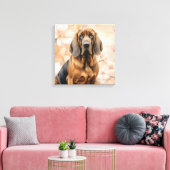 Bloodhound Dog Lover and Peach Blossoms キャンバスプリント (インサイチュ (リビング))