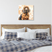 Bloodhound Dog Lover and Peach Blossoms キャンバスプリント (インサイチュ (寝室))