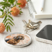 Bloodhound Dog Lover and Peach Blossoms キーホルダー (側面)