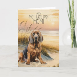 Bloodhound Dog Sunset Beach Mother's Day シーズンカード
