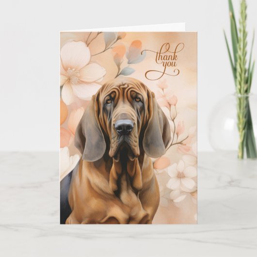 Bloodhound Dog with Peach Blossoms サンキューカード (正面)