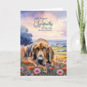 Bloodhound Dog with Wildflowers Pet Sympathy カード (正面)