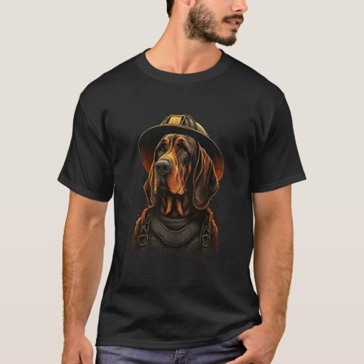Bloodhound Fire On Firefighter Bloodhound Tシャツ (正面)
