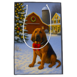 Bloodhound Holiday Card ミディアムペーパーバッグ