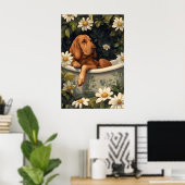 Bloodhound In Bathtub Poster, Funny Dog Poster ポスター (ホームオフィス)
