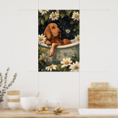 Bloodhound In Bathtub Poster, Funny Dog Poster ポスター (キッチン)