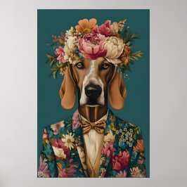 Bloodhound In Suit Poster, Bloodhound Portrait ポスター
