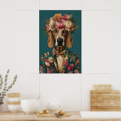 Bloodhound In Suit Poster, Bloodhound Portrait ポスター (キッチン)