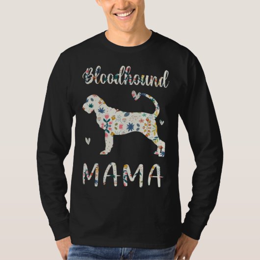 Bloodhound Mama Floral Dog Mom Love Tシャツ (正面)