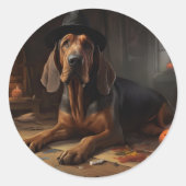 Bloodhound Pumpkins Halloween Scary ラウンドシール (正面)