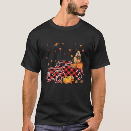 Bloodhound Riding Leopard Plaid Truck Thanksgiving Tシャツ (正面)