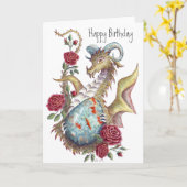 Bloodstone Dragon (Aries) -誕生日カード カード (黄色い花)