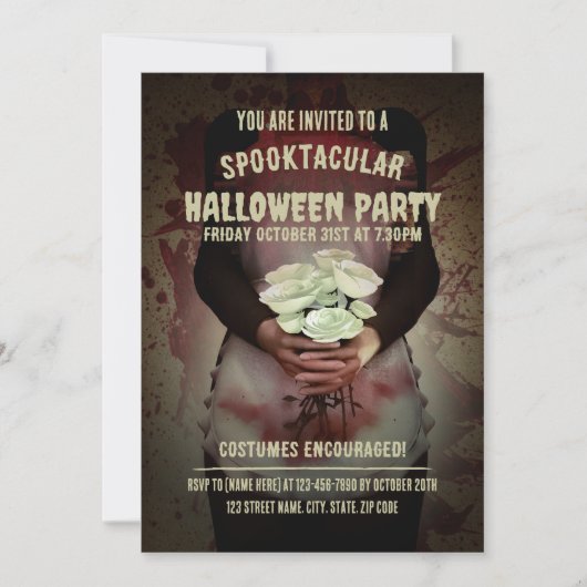 Bloody maid costume. Halloween party 招待状 (正面)