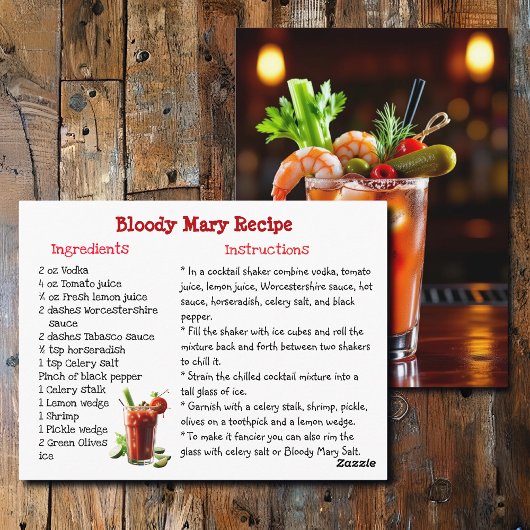 Bloody Mary Recipe Card ポストカード