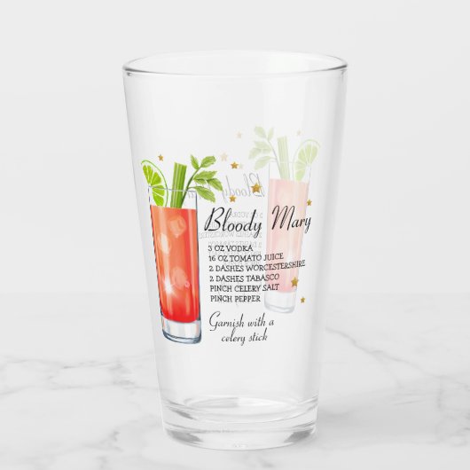 Bloody Mary Recipe Glass (Personalize It) タンブラーグラス (裏面)