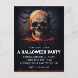 Bloody Skull Halloween Party Invitation Postcard ポストカード