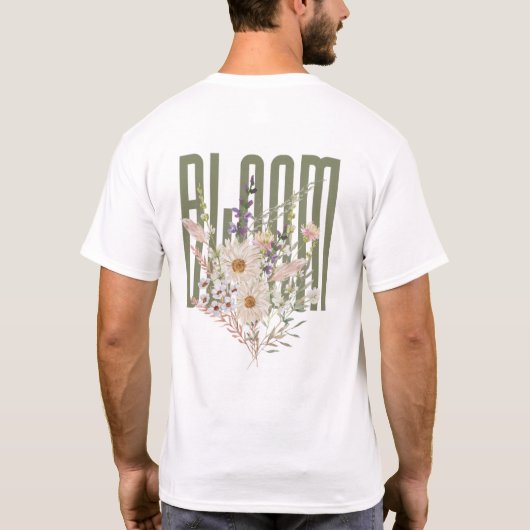 Bloomフラワータイポグラフィーカントリーコアスタイル Tシャツ (裏面)