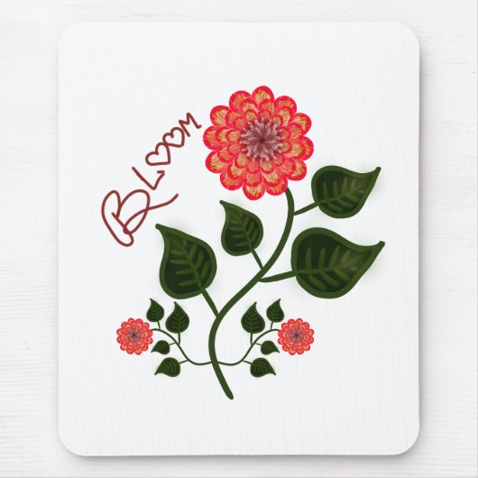 「Bloom」フォークアートの花のインスピレーション マウスパッド (正面)