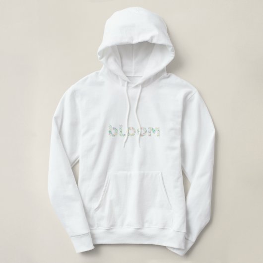 “BLOOM ボタニカルレターアート - 自然にインスパイアされた言葉 パーカ (デザイン正面)