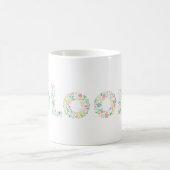 “BLOOM ボタニカルレターマグ – 極簡主義の自然なタイポグラフィ コーヒーマグカップ (中央)
