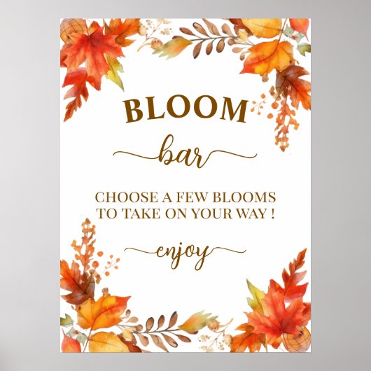 Bloom Bar Fall Boho Floral Bridal Shower ポスター (正面)