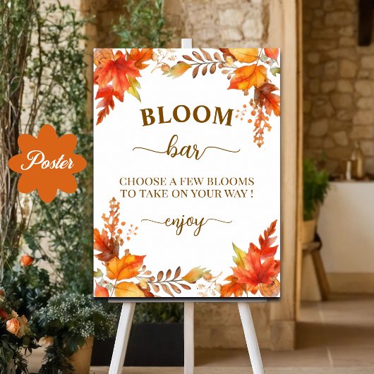 Bloom Bar Fall Boho Floral Bridal Shower ポスター