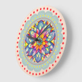 Bloom Bliss Colorful Flower  ラージ壁時計 (傾斜)