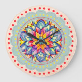 Bloom Bliss Colorful Flower  ラージ壁時計 (正面)