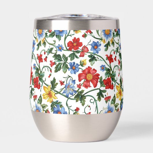 Bloom Boldly | Floral Stemless Wine Tumbler (正面)