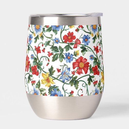 Bloom Boldly | Floral Stemless Wine Tumbler (左面)