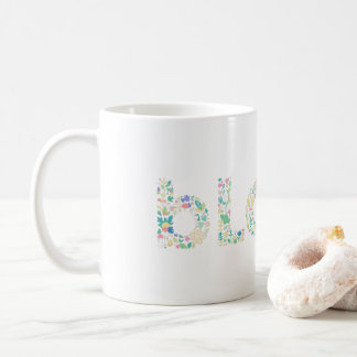 “BLOOM Botanical Letter Mug – Minimal Nature Typog コーヒーマグカップ