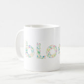 “BLOOM Botanical Letter Mug – Minimal Nature Typog コーヒーマグカップ (正面左)