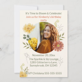 Bloom & Celebrate Floral Birthday Party Invitation 招待状