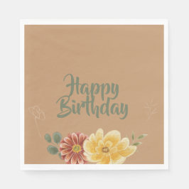 Bloom & Celebrate Floral Personalized Birthday スタンダードランチョンナプキン