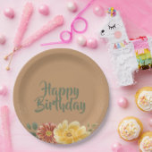 Bloom & Celebrate Floral Personalized Birthday ペーパープレート (パーティー)