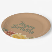 Bloom & Celebrate Floral Personalized Birthday ペーパープレート (アングル)