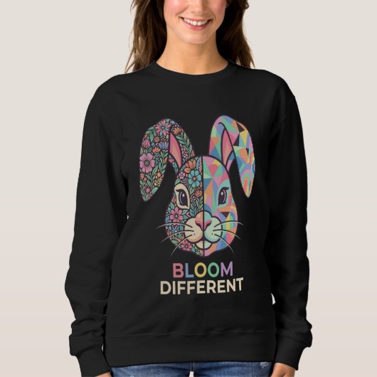 Bloom Different Floral Geometric Bunny Sweatshirt スウェットシャツ (正面)