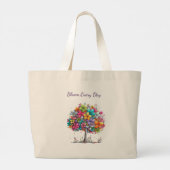 Bloom Every Day Floral Tree  ラージトートバッグ (裏面)
