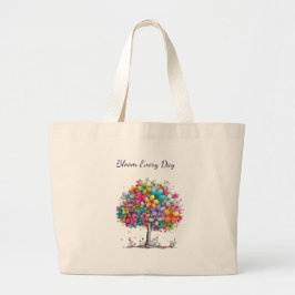 Bloom Every Day Floral Tree  ラージトートバッグ